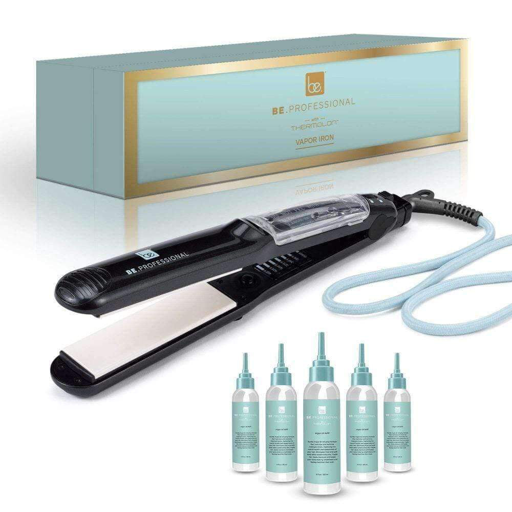 Be.Professional 1.25" Vapor Flat Iron | 5X Argan Oil Refill Included Image 1