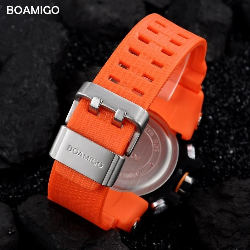 Digital LED Orange Shock Rubber Waterproof Wristwatches Image 11