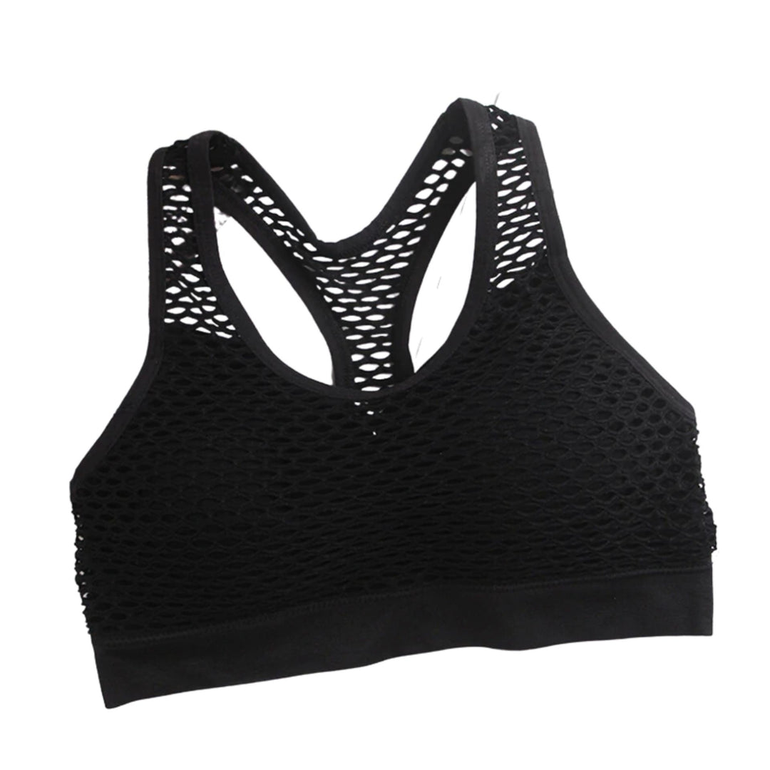 Mesh Bra Hollow Out Sport Top Seamless Fitness Yoga Women Gym Padded Running Vest Shockproof Push Up Crop Image 1