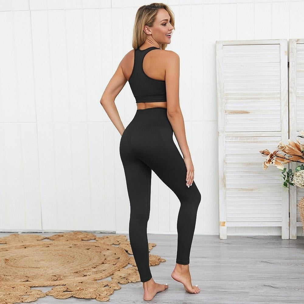 Seamless Gym Set Nylon Woman Sportswear Exercise Leggings Padded Sports Bras Fitness Wear Yoga Suits Image 2