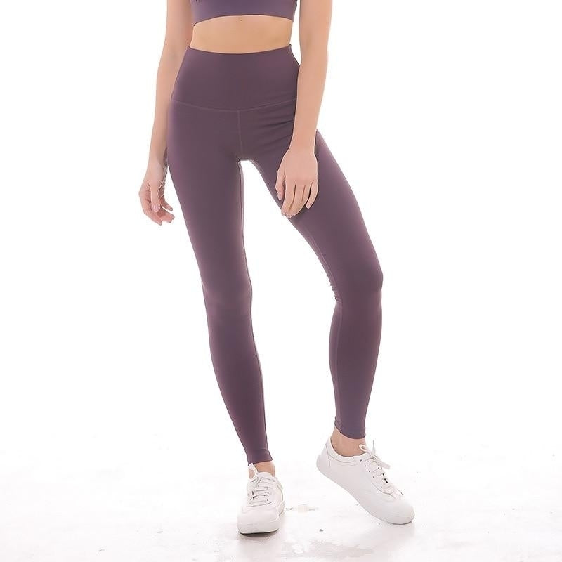 Women Sports High Rise Leggings Super Quality Elastic Waist Solid 4-way Stretch Skinny Pants Image 1