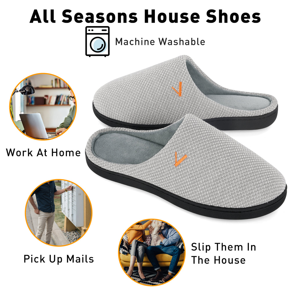 VONMAY Mens Slip On Slippers Two-Tone Memory Foam Warm House Shoes Lightweight Non-Slip Indoor Outdoor Image 2