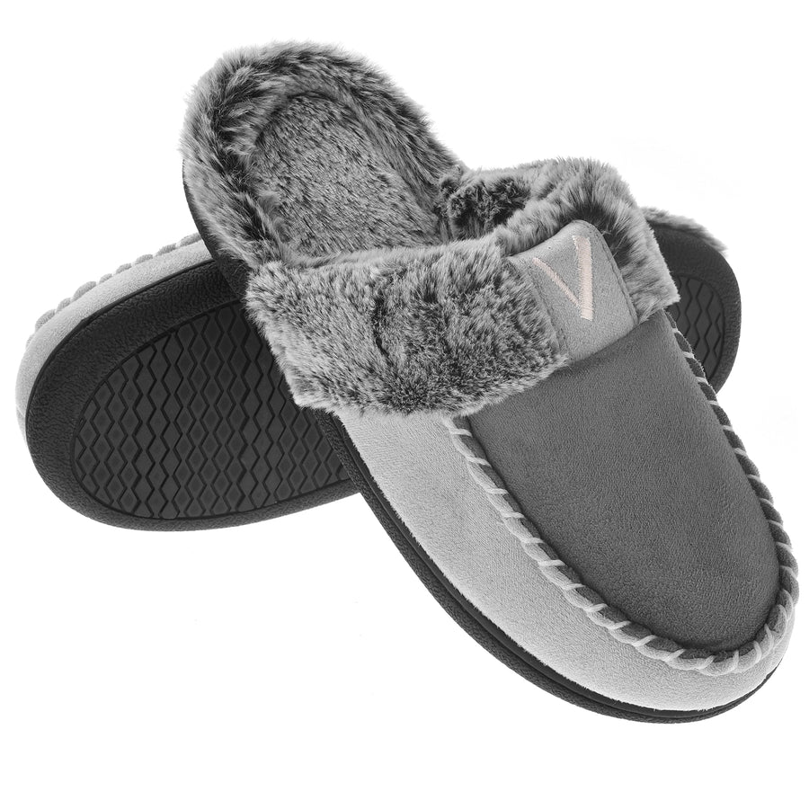 VONMAY Womens Memory Foam Slippers Moccasin Slip-on Scuff House Shoes Fuzzy Faux faux Indoor Outdoor Image 1