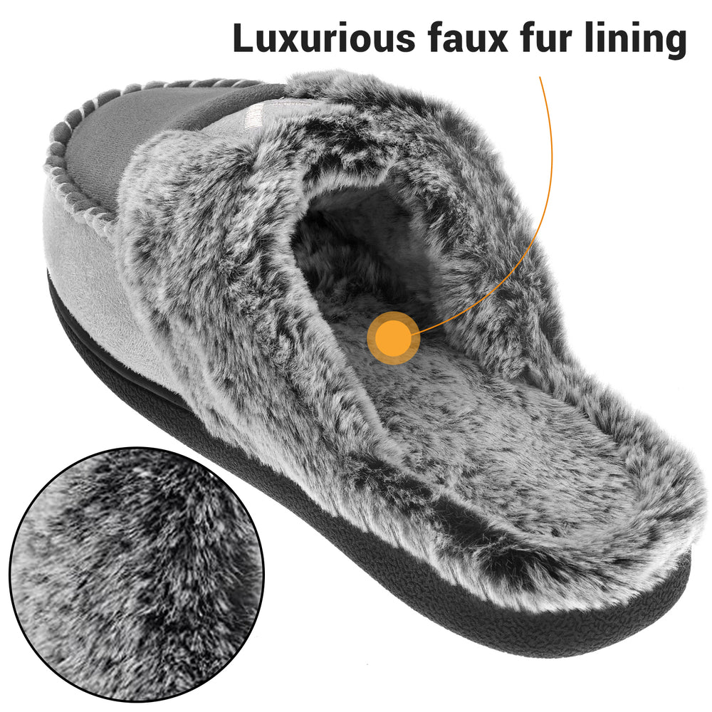 VONMAY Womens Memory Foam Slippers Moccasin Slip-on Scuff House Shoes Fuzzy Faux faux Indoor Outdoor Image 2