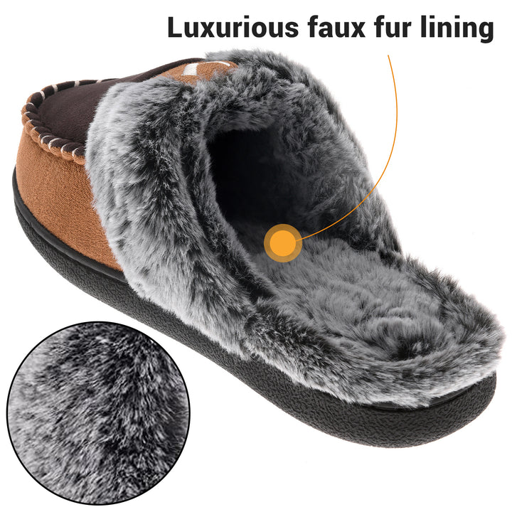 VONMAY Womens Memory Foam Moccasin Slippers Faux faux Indoor Outdoor Shoes Image 4