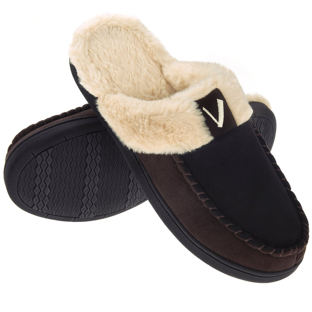 VONMAY Mens Moccasin Slippers Memory Foam Fuzzy Faux faux Indoor Outdoor Winter Image 6