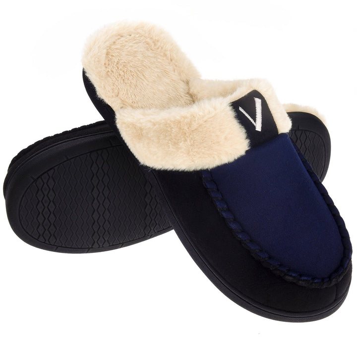 VONMAY Mens Moccasin Slippers Memory Foam Fuzzy Faux faux Indoor Outdoor Winter Image 9