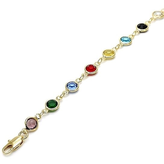 Gold Filled Multi Color Made with Crystal round Ankle Bracelet Image 3