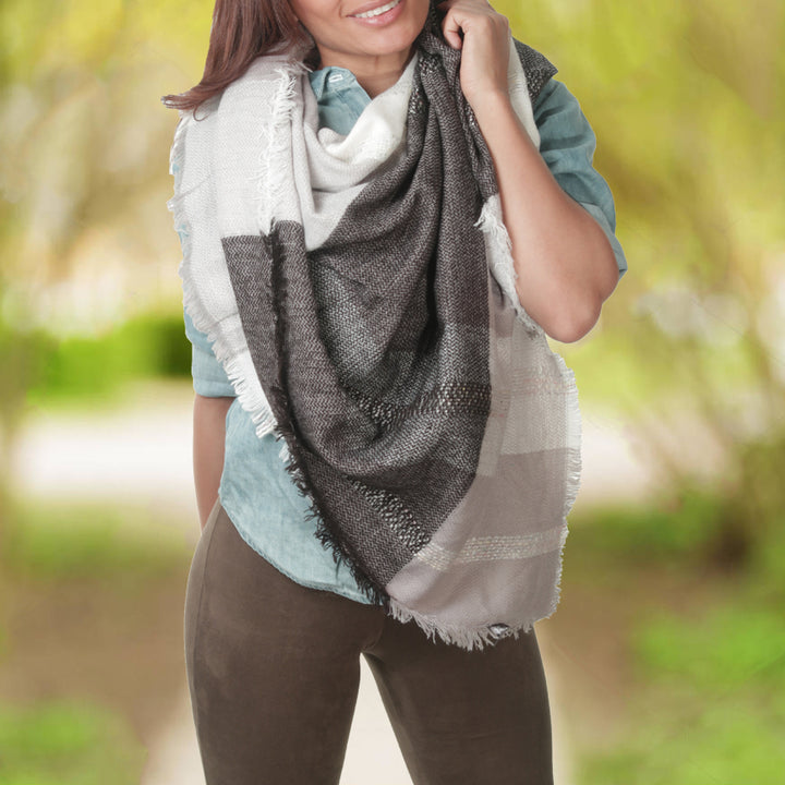 Womens Oversized Plaid Blanket Scarf Image 1