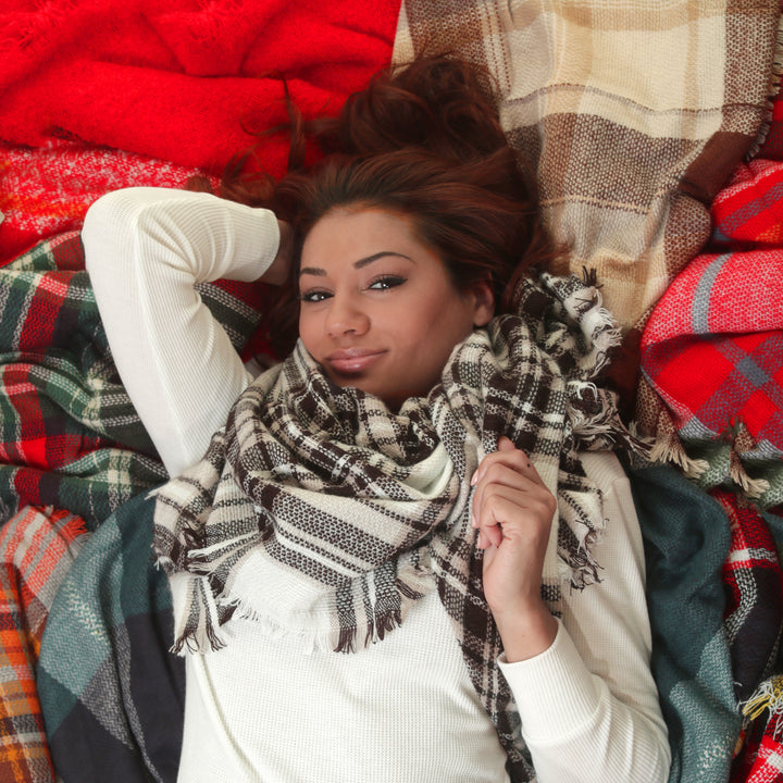 Womens Oversized Plaid Blanket Scarf Image 6