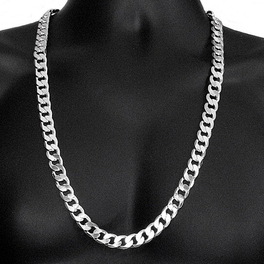 White Gold Filled Chain - Solid Cuban Link Image 1