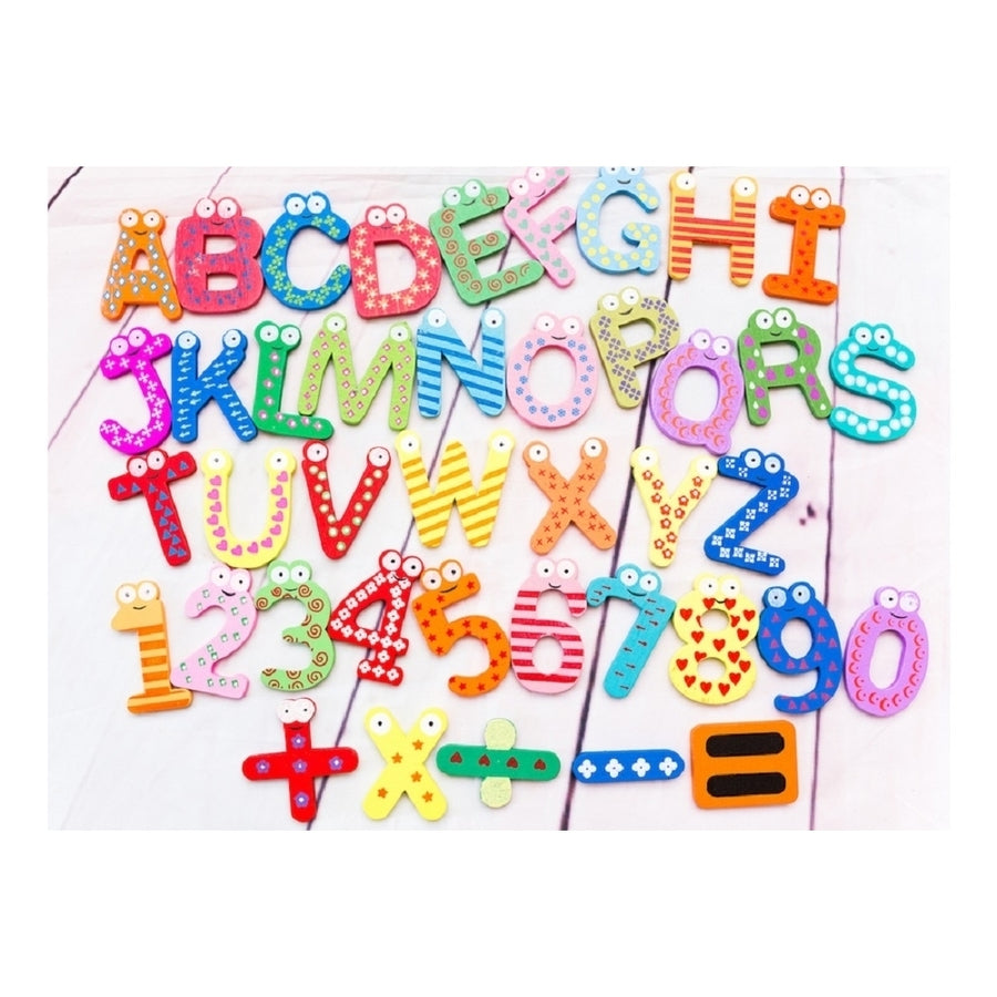 26 WOODEN MAGNETIC LETTERS + FREE 15 NUMBERS and SYMBOLS! Image 1