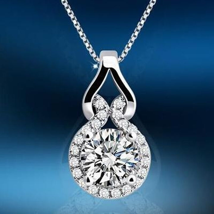 Hearts and Arrows Cut CZ Round Pendant Necklace Image 4