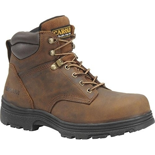 CAROLINA Mens 6" Engineer Steel Toe Waterproof Work Boot Dark Brown - CA3526  COPPER CRAZY HORSE Image 1