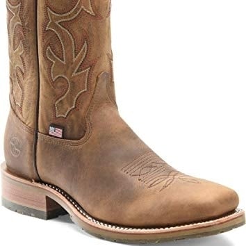 Double-H Boots Mens Tan Steel Toe Wide Square Roper 11 Inch Oldtown Folklore Image 1