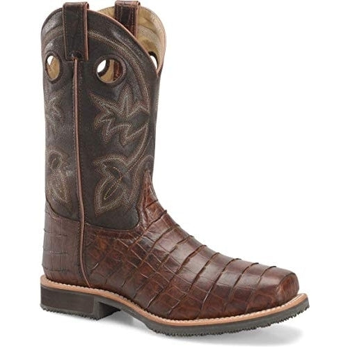 Double-H Boots - Mens - 12 Inch Wide Square ST Roper Chocolate Gator Image 1