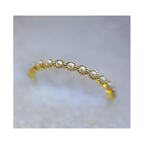 Popular style retro 1.5mm small row Pearl Ring Image 1