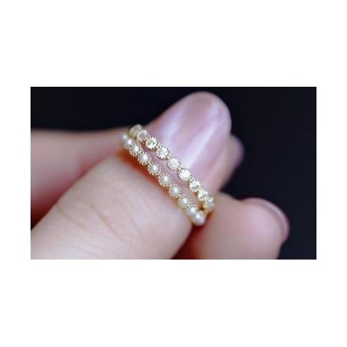 Popular style retro 1.5mm small row Pearl Ring Image 3