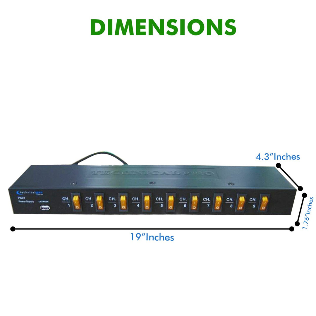 Technical Pro Rack Mount Power Strip with USB Charging 9 Switches 1800 Watts Image 3