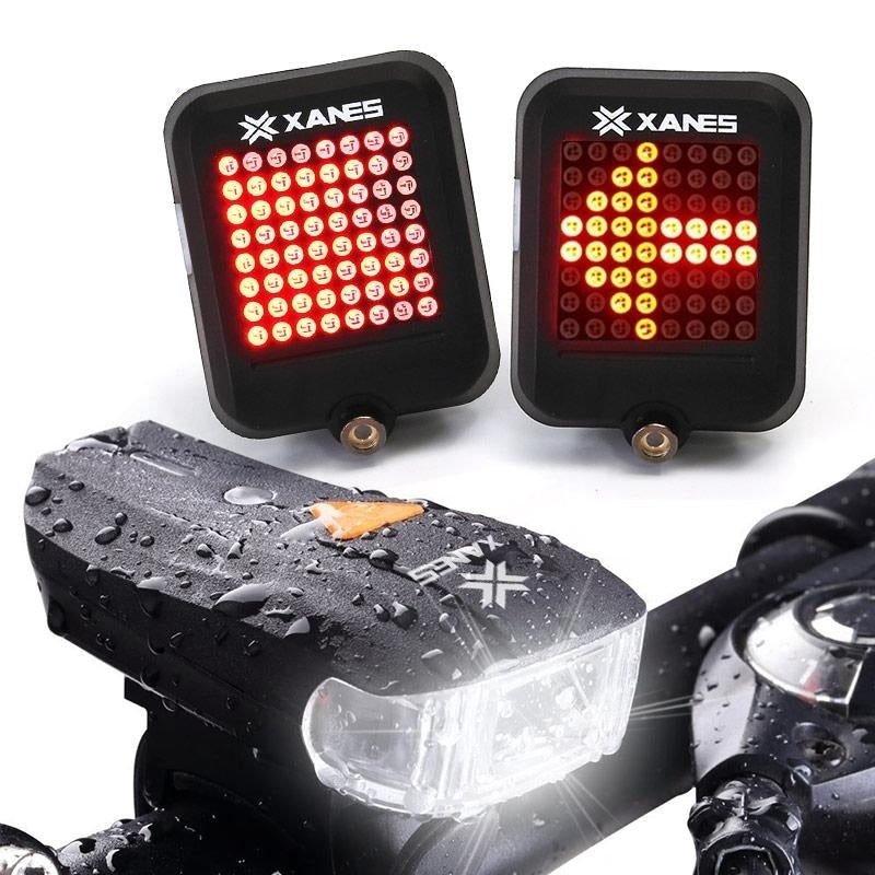 Bike Front Light 64 LED Intelligent Brake Warning Bicycle Taillight Set German Standard Image 1