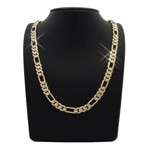 14k Gold Filled Matt Finish Thick Figaro Chain Image 1