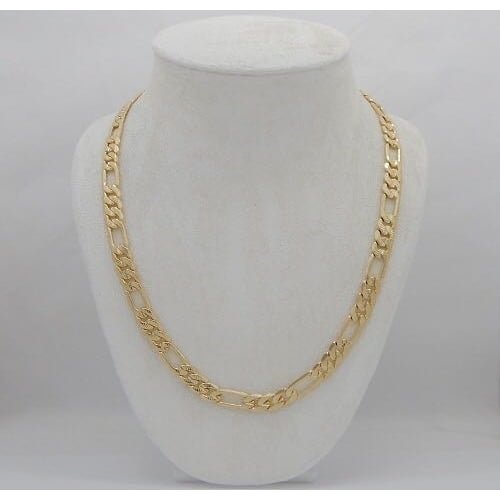 14k Gold Filled Matt Finish Thin Figaro Chain Image 1