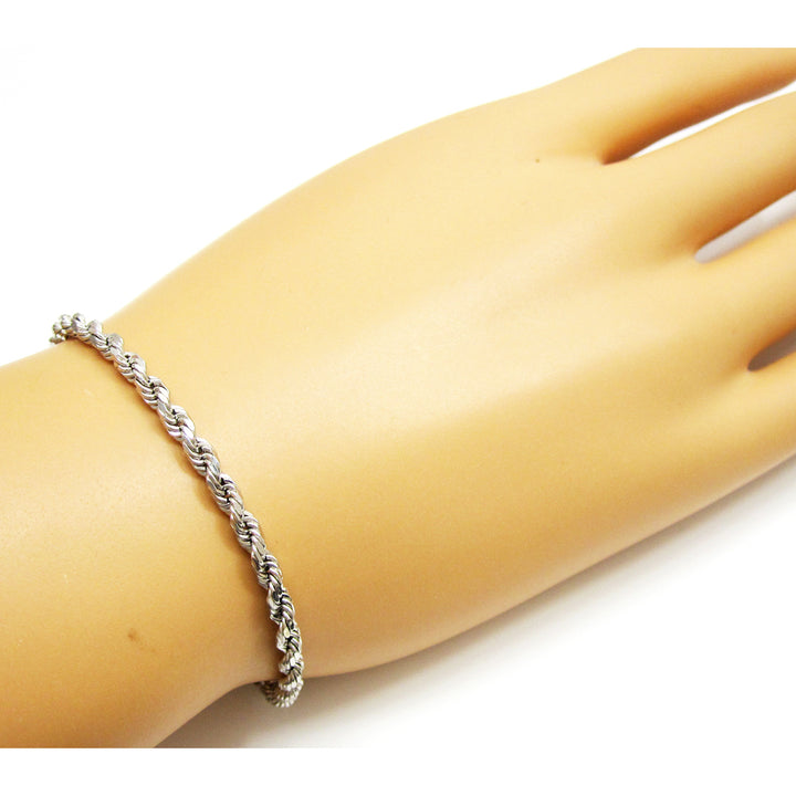 Unisex Silver Filled High Polish Finsh  Rope Bracelet 8" Image 1