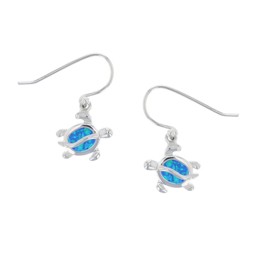 Sterling Silver Blue Opal Turtle Earring Image 1