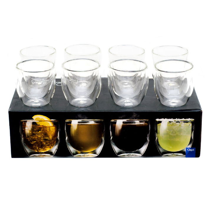 Moderna Artisan Series Double Wall 8 oz Beverage Glasses - Set of 8 Drinking Glasses Image 8