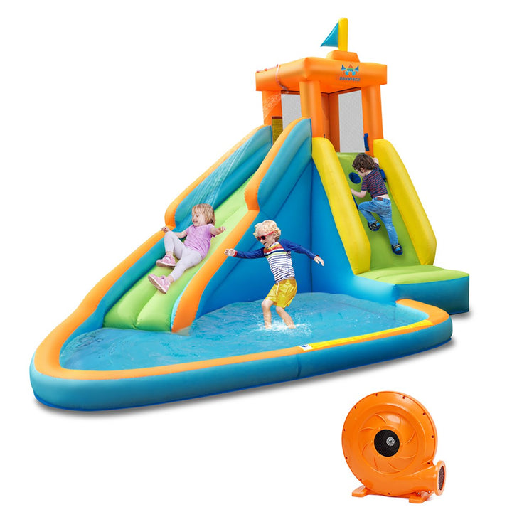 Kids Bounce House Castle Splash Water Pool W/ 740W Blower Image 1