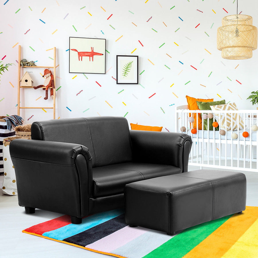 Kids Sofa Armrest Chair Couch Lounge in Black Image 1