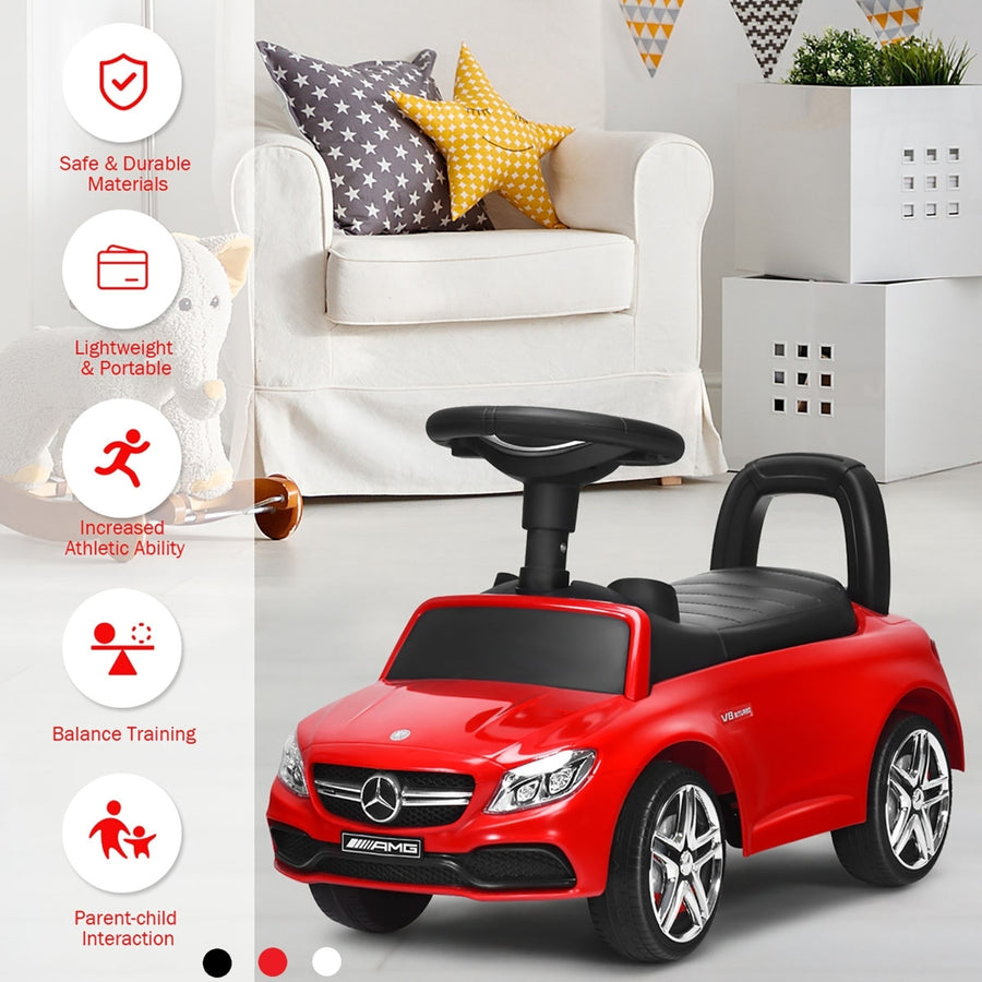 AMG Mercedes Benz Licensed Kids Ride On Push Car with Music Horn and Storage White\Black\Red Image 1