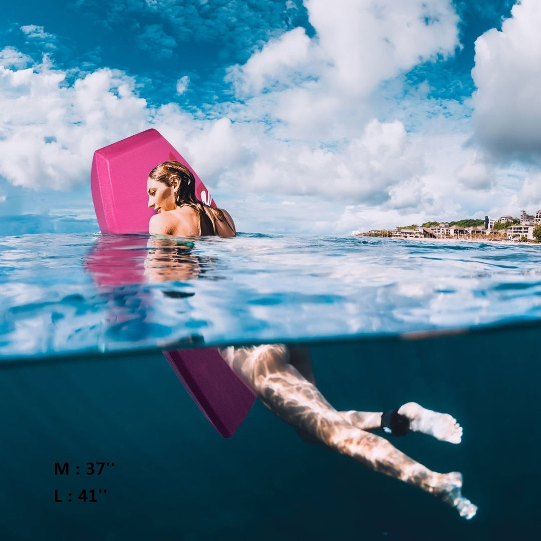 Goplus 41/37 Super Lightweight Bodyboard Surfing W/Leash EPS Core Boarding IXPE Pink Image 1