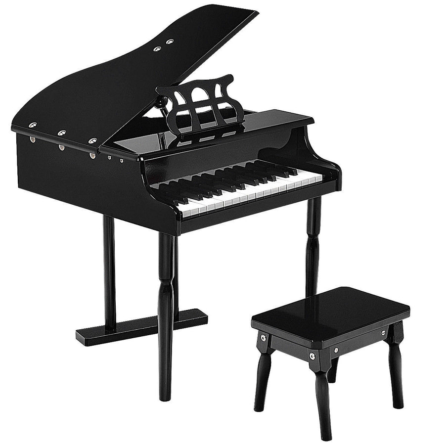 Childs 30 key Toy Grand Baby Piano w/ Kids Bench Wood Black Image 1