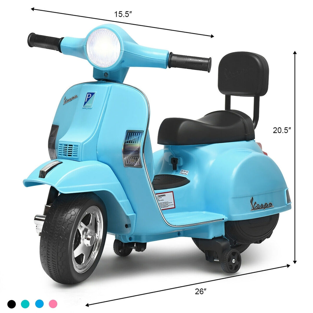 Costway 6V Kids Ride On Vespa Scooter Motorcycle for Toddler w/ Training Wheels Pink\Blue\Green\Black Image 4