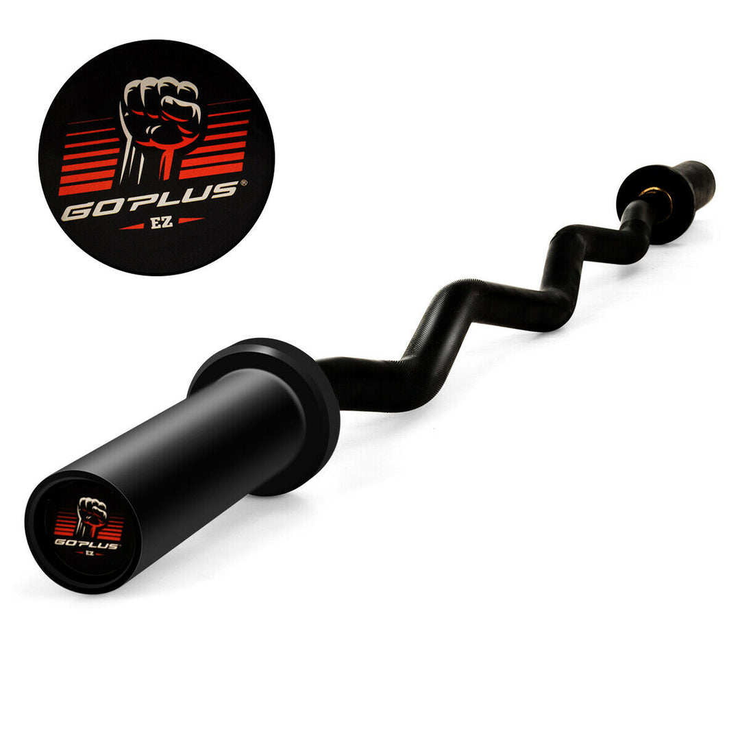 48Phosphate Steel Olympic EZ Curl Bar 28mm Grip Home Gym Fitness Equipment Image 1