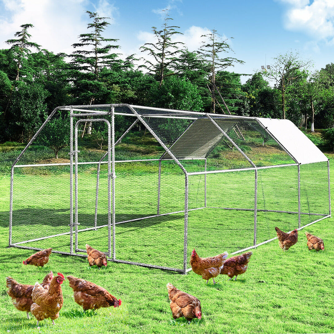 Costway Large Walk In Chicken Coop Run House Shade Cage 9.5 x 19 with Roof Cover Image 1