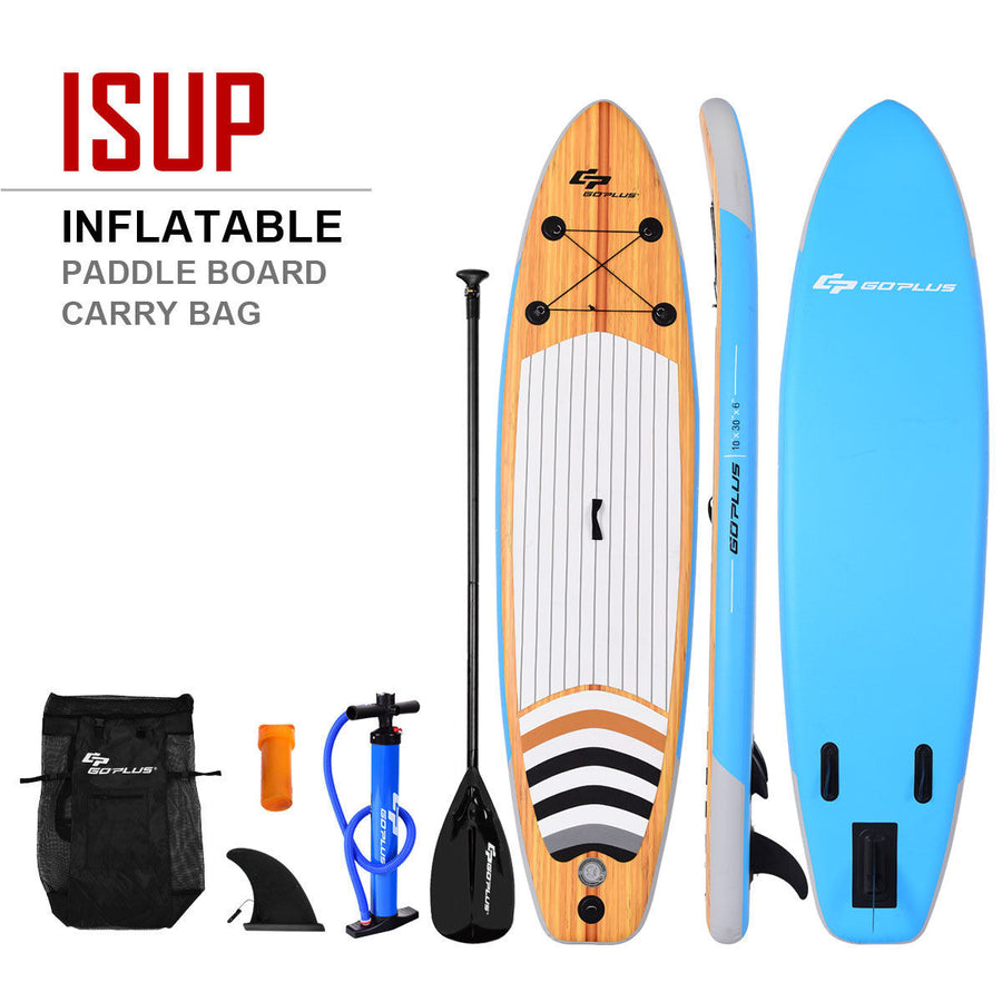 10 Inflatable Stand up Paddle Board Surfboard SUP W/ Bag Adjustable Paddle Fin Image 1