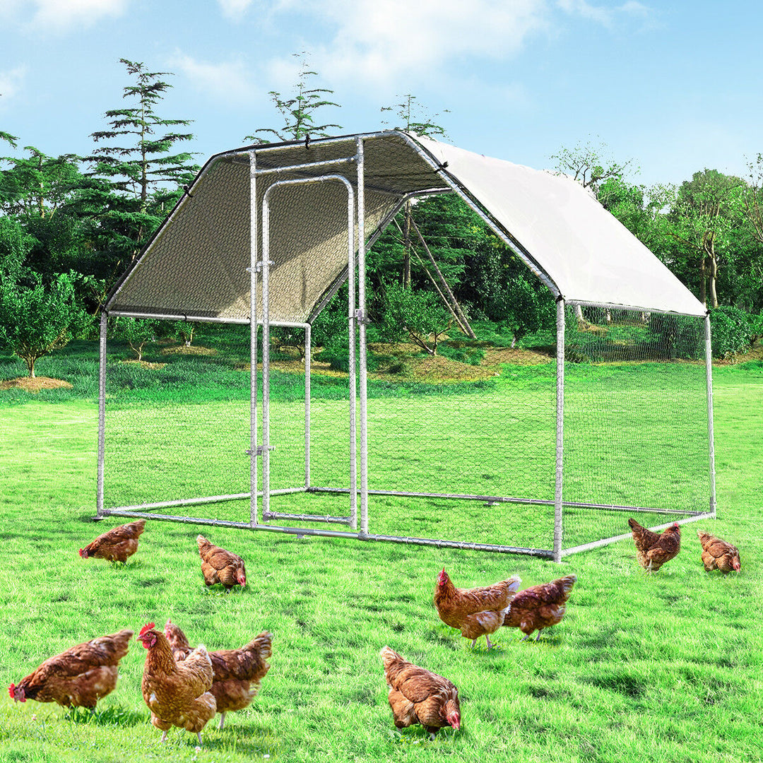 Costway Large Walk In Chicken Coop Run House Shade Cage 9.5 x 6.5 with Roof Cover Image 1