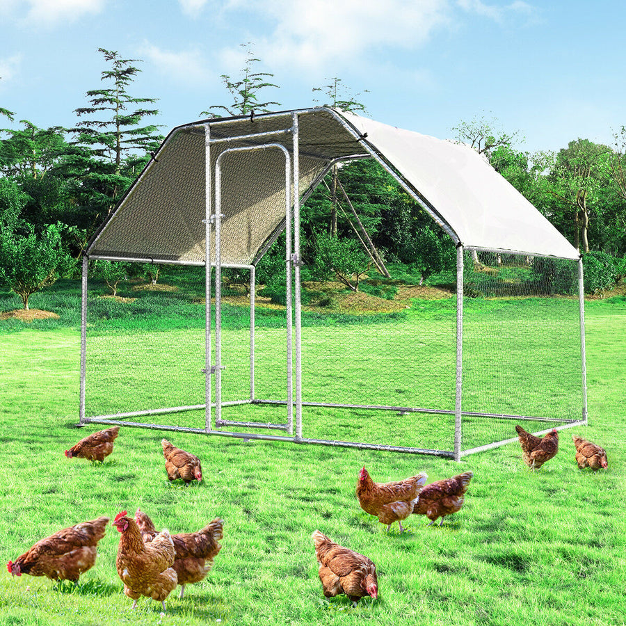 Costway Large Walk In Chicken Coop Run House Shade Cage 9.5 x 6.5 with Roof Cover Image 1