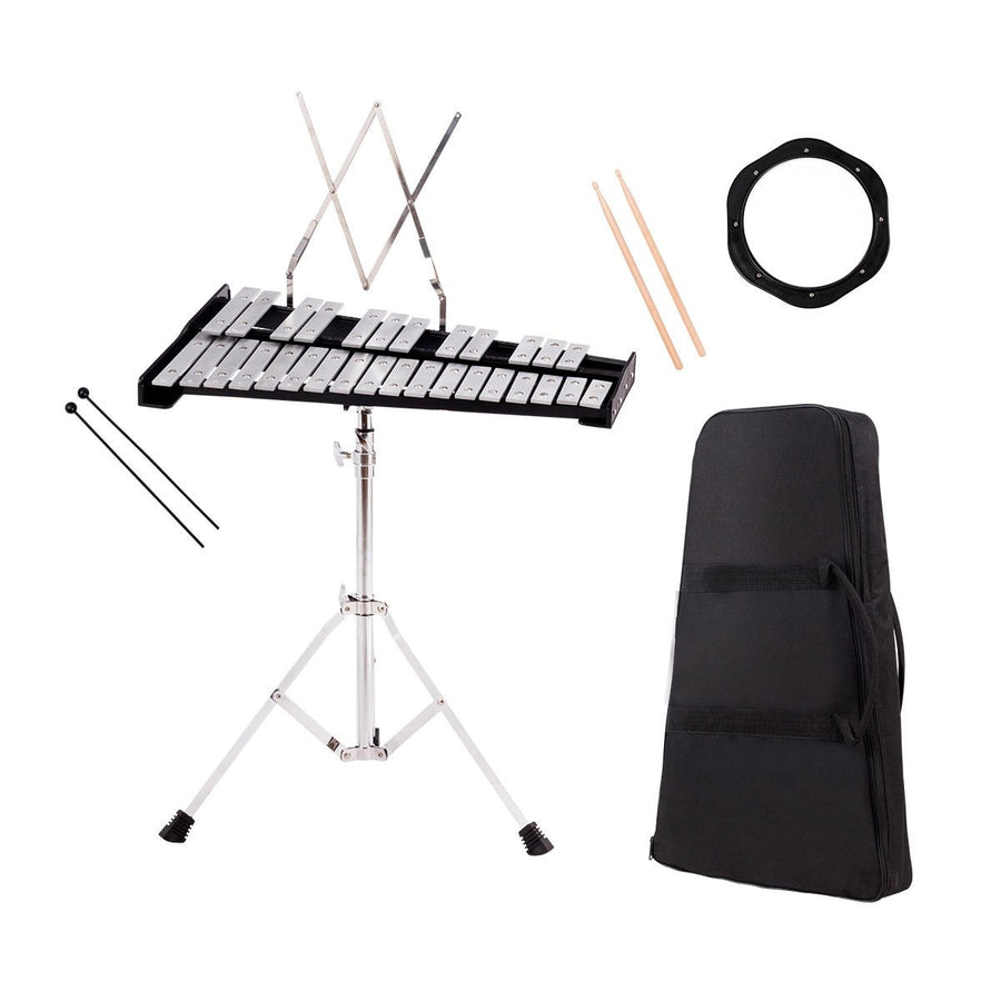 Percussion Glockenspiel Bell Kit 30 Notes w/ Practice Pad +Mallets+Sticks+Stand Image 1