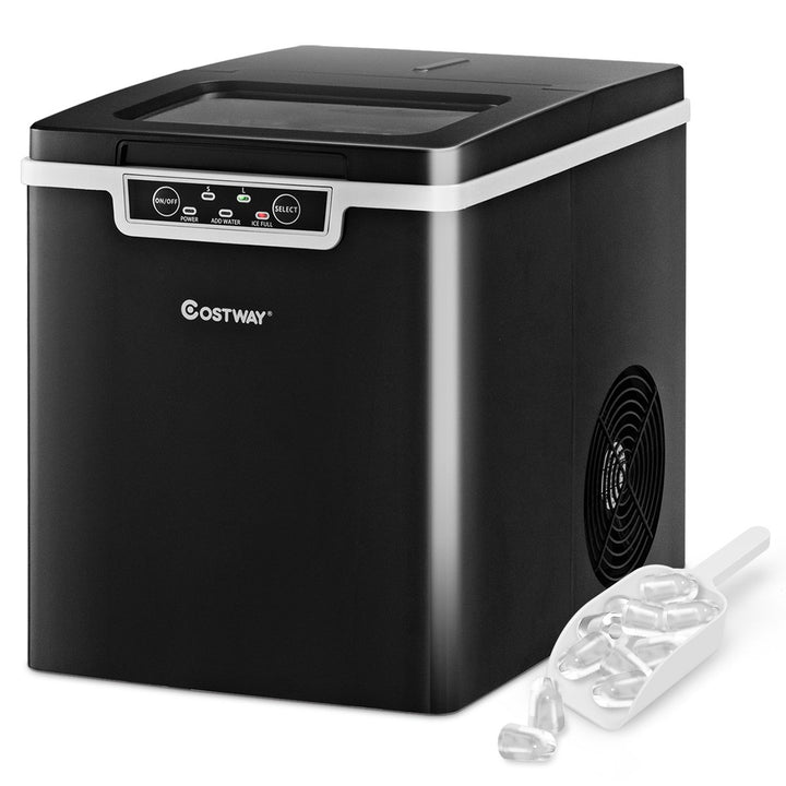 Ice Maker Machine Countertop 26Lbs/24H Portable W/Scoop and Basket Black Image 1