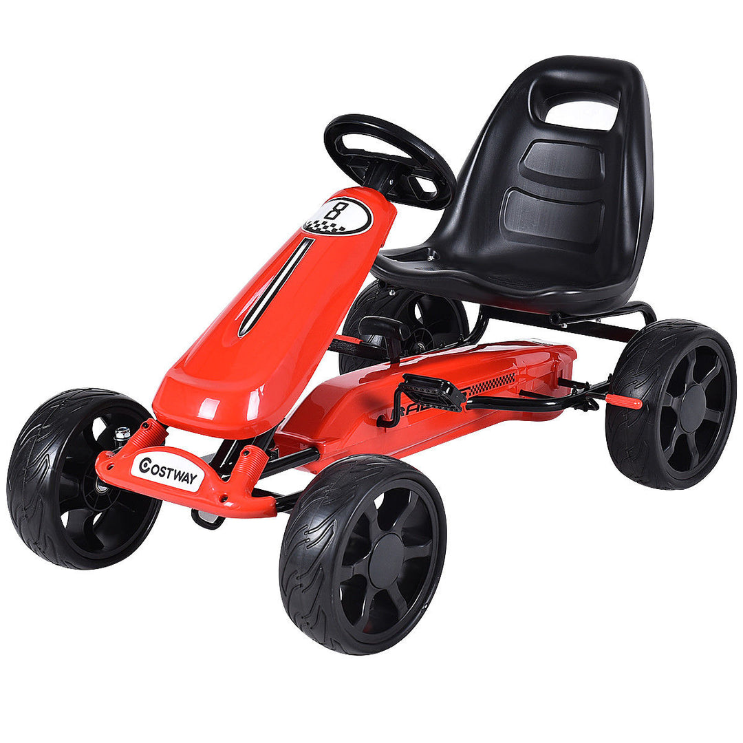 Costway Xmas Gift Go Kart Kids 4 Wheel Racer Ride On Car Pedal Powered Car Image 1