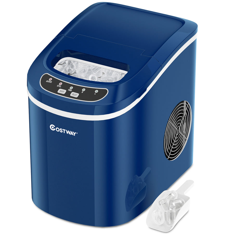 Costway Portable Compact Electric Ice Maker Machine Mini Cube 26lb/Day ABS Navy Image 1