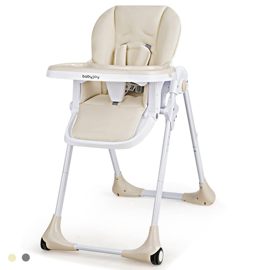 Baby Foldable Convertible High Chair w/Wheels Adjustable Height Recline Image 1