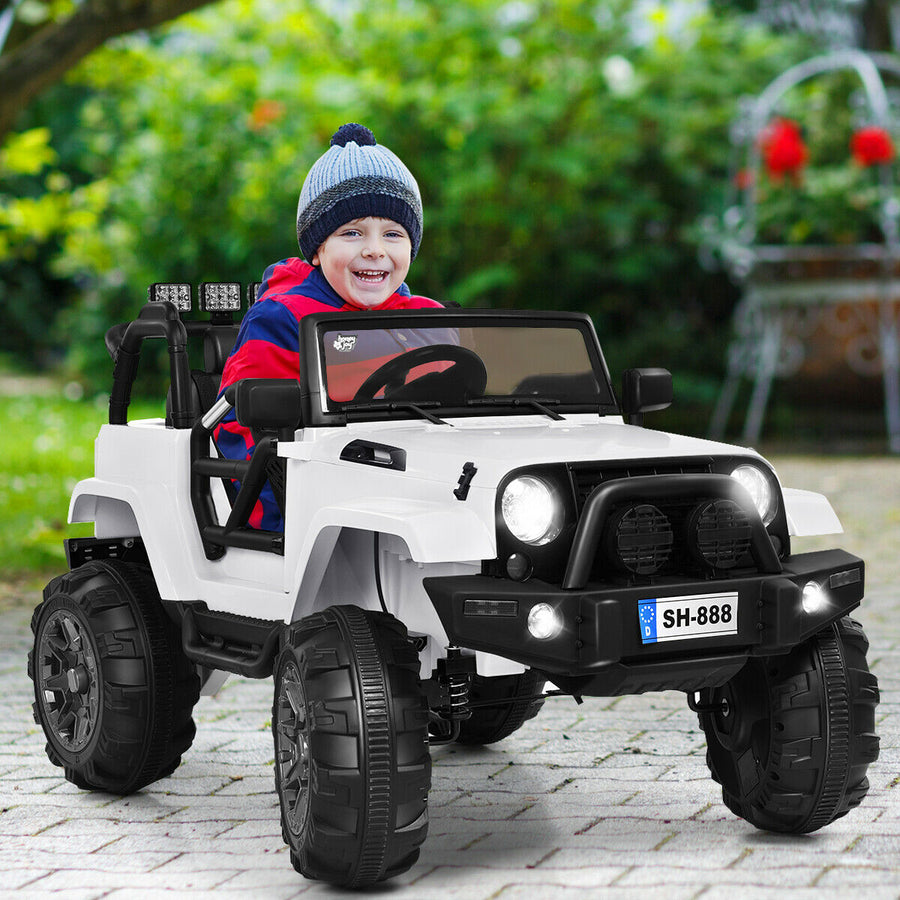 Costway 12V Kids Ride On Truck Car w/ Remote Control MP3 Music LED Lights BlackPinkWhite Image 1