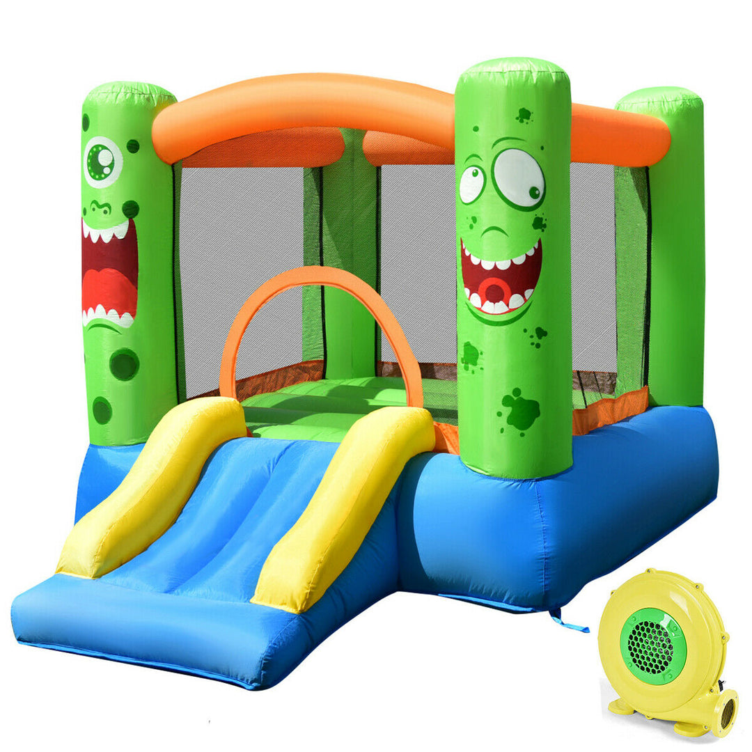 Kids Playing Inflatable Bounce House Jumping Castle Game Fun Slider 480W Blower Image 1