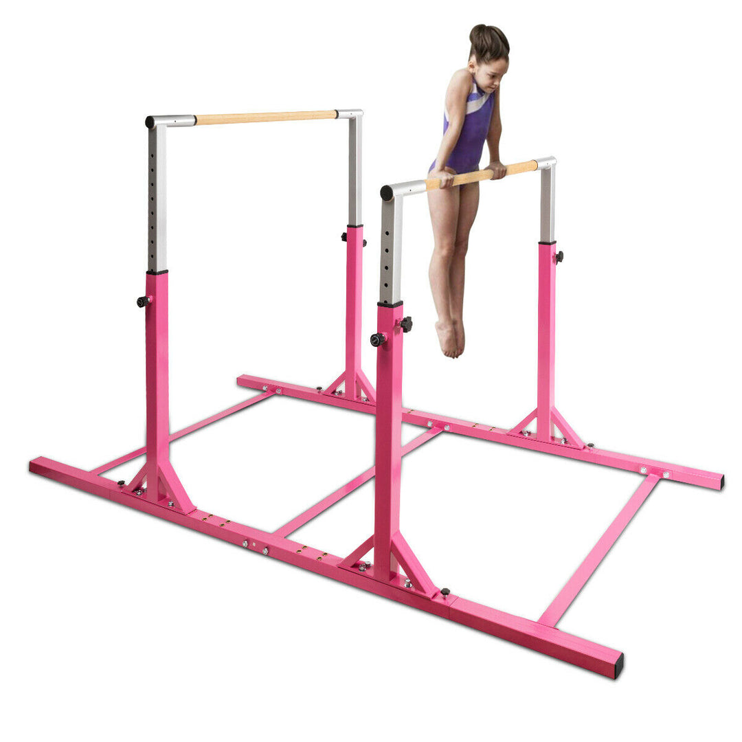 Kids Gymnastics Parallel Bars Double Horizontal Bars Adjustable Width Height Image 1