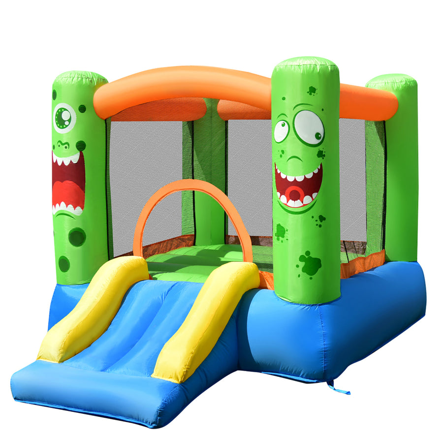 Inflatable Bounce House Jumper Castle Kids Playhouse w/ Basketball Hoop and Slide Image 1