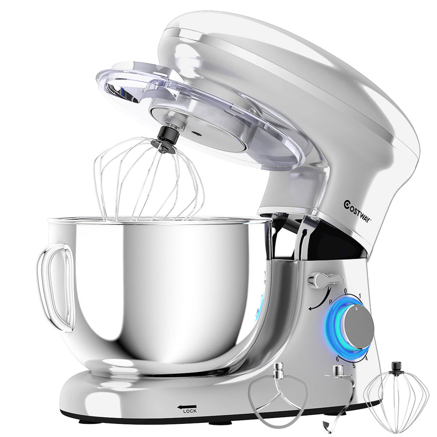 6.3 Quart Tilt-Head Food Stand Mixer 6 Speed 660W w/Dough HookWhisk Silver Image 1